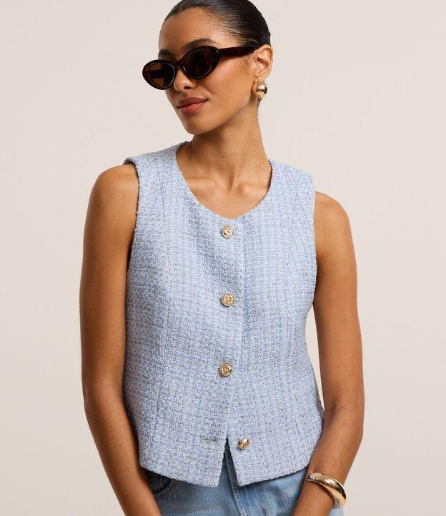 Colete em Tweed com Botões de Efeito Torcido - 1