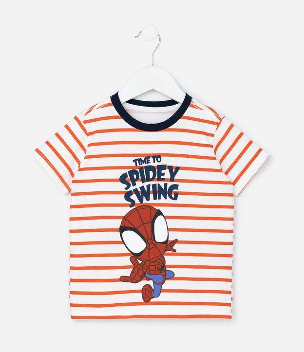 Camiseta Infantil com Listras e Estampa do Spidey - Tam 2 a 6 Anos - 1
