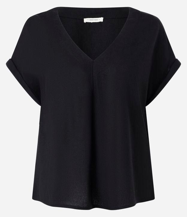 Blusa em Viscolinho com Recorte e Dobra na Manga Curta - 1