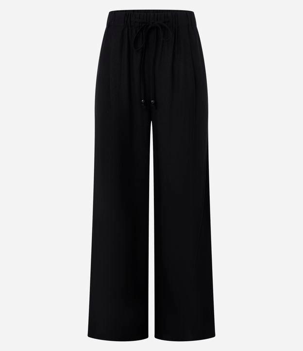 Calça Wide Leg Cintura Alta em Viscolinho com Amarração - 1