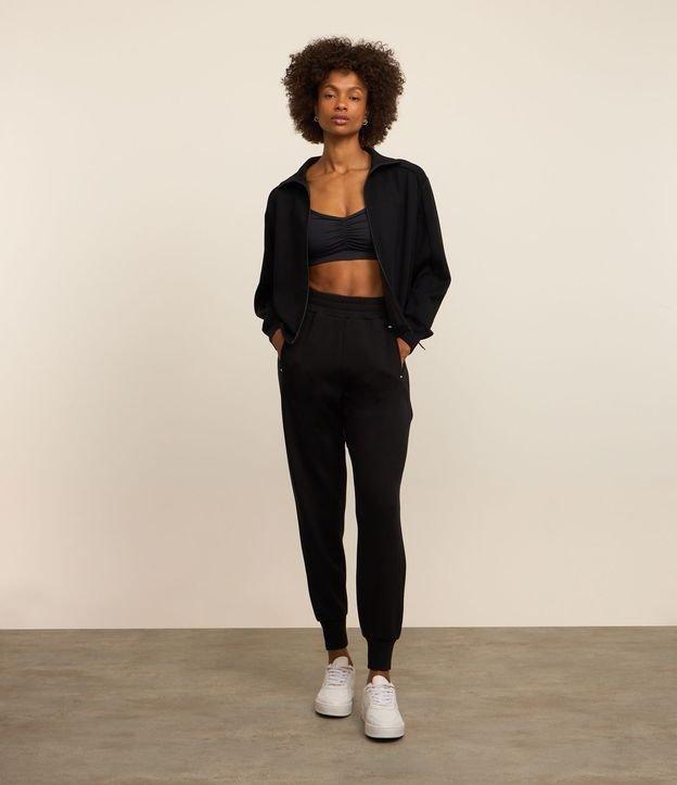 Calça Jogger Esportiva em Microfibra Pesada com Bolsos - 1
