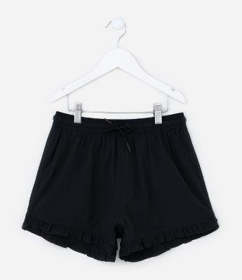 Short Infantil em Microfibra com Babados - Tam 5 A 14 Anos