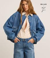 Jaqueta Bomber em Sarja com Botões e Lapelas - 1