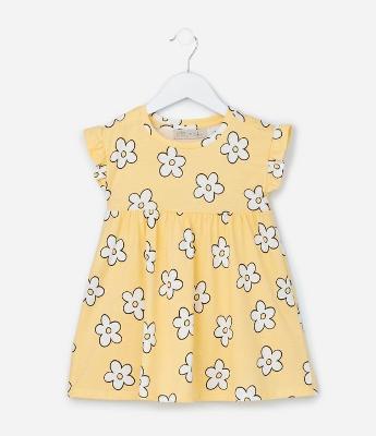 Vestido Infantil com Estampa Florzinhas - Tam 1 a 6 Anos