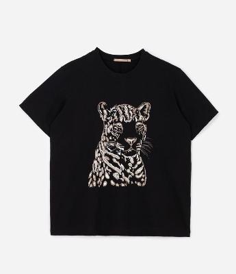 Blusa com Animal Print e Onça Bordada com Paetês Curve & Plus Size