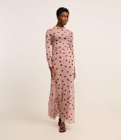 Saia Longa Evasê em Tule com Estampa Poá e Recortes Assimétricos - 2