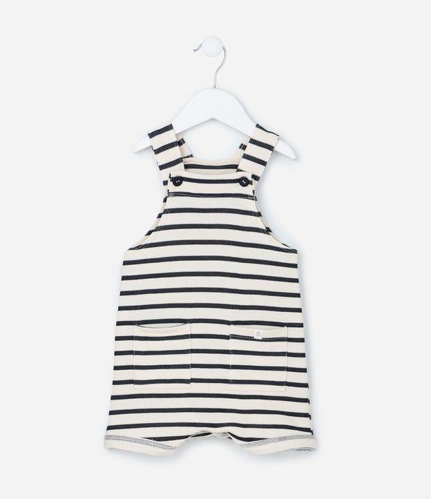 Jardineira Infantil com Estampa Listrada - Tam 0 a 18 meses - 1