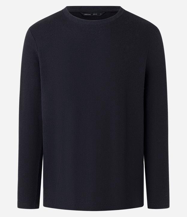Camiseta Regular em Waffle com Gola Redonda e Texturizada - 1