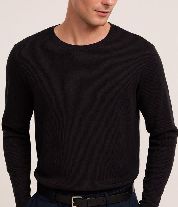 Camiseta Regular em Waffle com Gola Redonda e Texturizada - 2