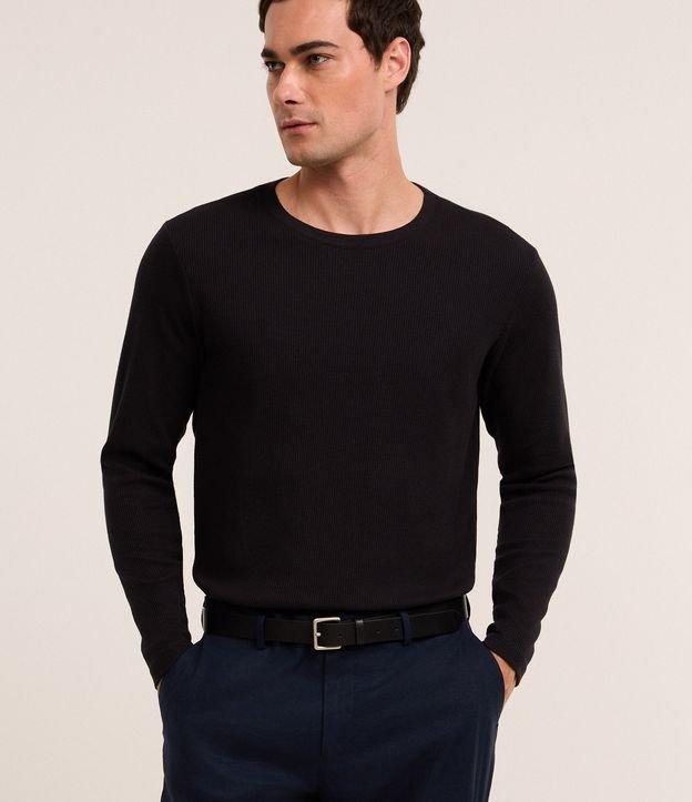 Camiseta Regular em Waffle com Gola Redonda e Texturizada - 3