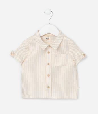 Camisa Infantil Texturizada com Bolsinho - Tam 0 a 18 meses