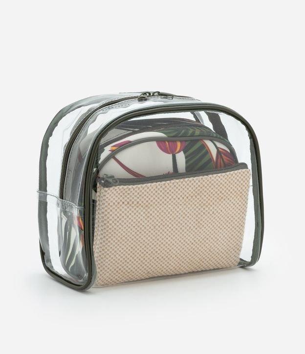 Kit 03 Nécessaire com Formas Diversas Estampa de Folhagem e Efeito Natural - 1