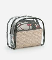 Kit 03 Nécessaire com Formas Diversas Estampa de Folhagem e Efeito Natural - 1