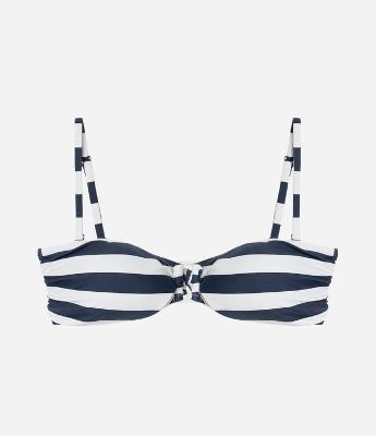 Biquíni Top Bandeau Listrado com Aviamento no Busto