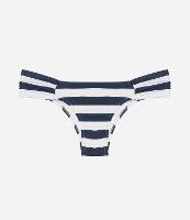 Biquíni Calcinha Lateral Drapeada em Microfibra Listrada - 1