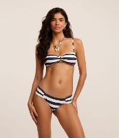 Biquíni Calcinha Lateral Drapeada em Microfibra Listrada - 4