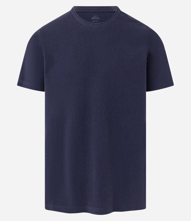 Camiseta Regular em Piquet com Gola Sobreposta em Ribana - 1