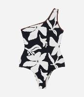 Maiô Ombro Só em Microfibra com Estampa Floral e Viés Constrastante - 1