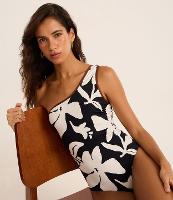 Maiô Ombro Só em Microfibra com Estampa Floral e Viés Constrastante - 2