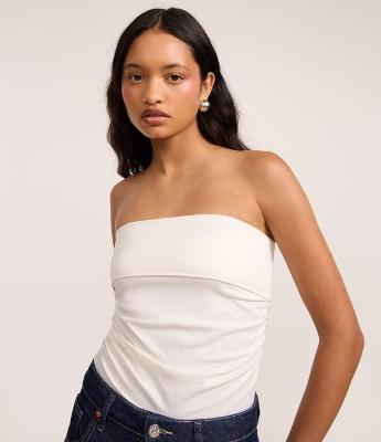 Blusa Sem Alças Seamless com Pala Dobrada