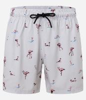 Bermuda de Banho em Microfibra com Estampa de Flamingos - 1