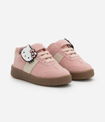 Tênis Infantil com Velcro e Patch da Hello Kitty - Tam 20 ao 27