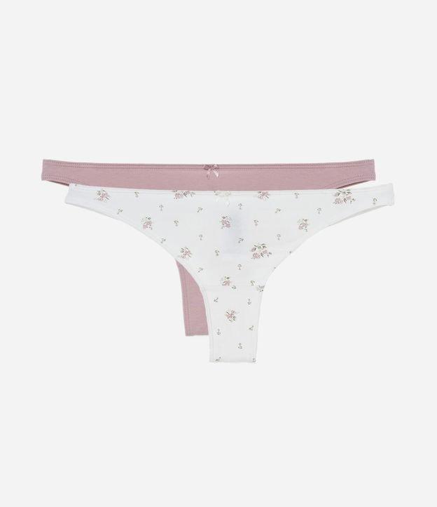 Kit 02 Calcinhas Biquíni Fio Duplo em Algodão com Estampa Floral - 1