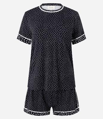 Pijama Short Doll em Viscose com Estampa Poá