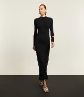 Vestido Reto Longo em Viscose com Franzido e Fenda - 3