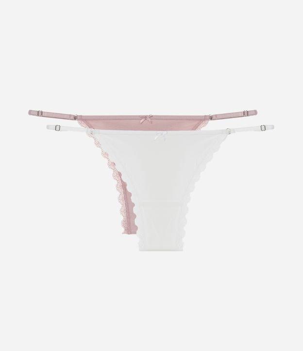 Kit 02 Calcinhas String Fio Duplo em Algodão com Detalhes em Renda - 1