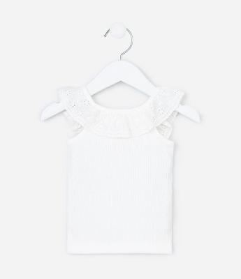 Regata Infantil em Ribana com Babado na Gola - Tam 3 a 18 meses