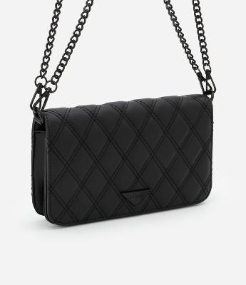 Bolsa Transversal Pequena com Textura Matelassê e Alça Corrente