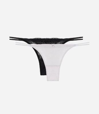 Kit 02 Calcinhas String Fio em Renda Floral