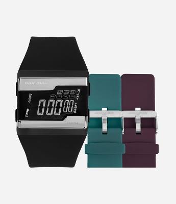 Relógio Digital com 03 Pulseiras Masculino Mormaii