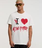 Camiseta Regular em Algodão com Estampa de Coração e Escrita Estilo Grafite - 2