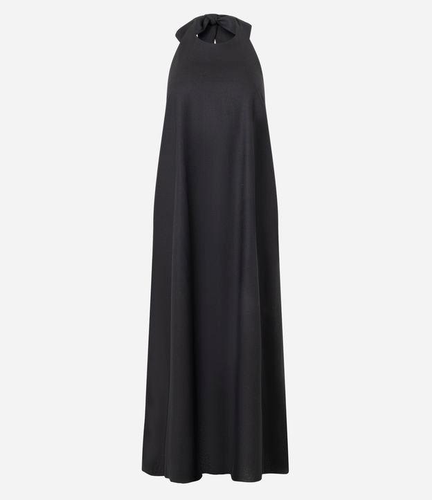 Vestido Evasê em Viscolinho com Amarração de Laço no Pescoço - 1