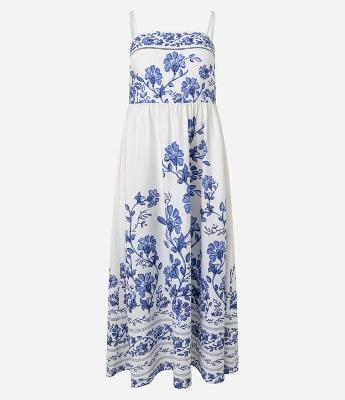 Vestido Evasê Longo em Viscose com Estampa Floral