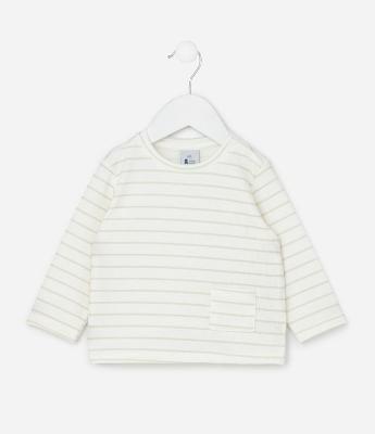 Conjunto Infantil com Estampa de Listras Texturizado - Tam 0 a 18 Meses