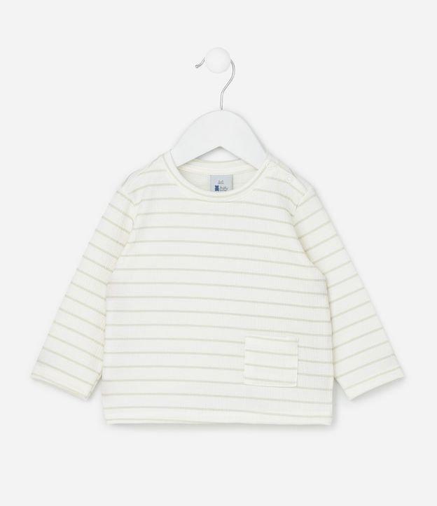 Conjunto Infantil com Estampa de Listras Texturizado - Tam 0 a 18 Meses - 1