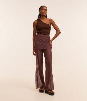 Calça Reta em Tule com Saia Sobreposta - 1