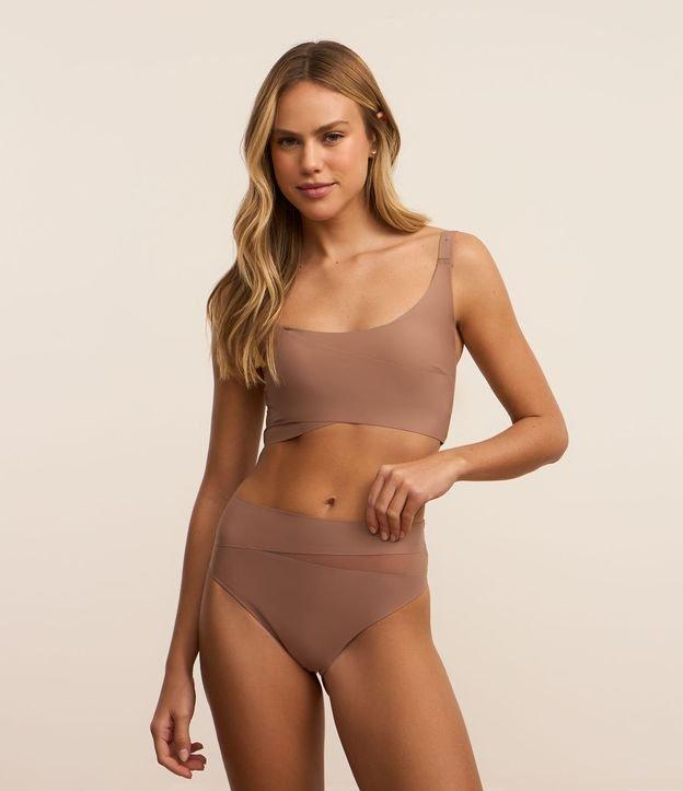 Calcinha Alta Fio em Microfibra Leve com Recorte de Tule - 1