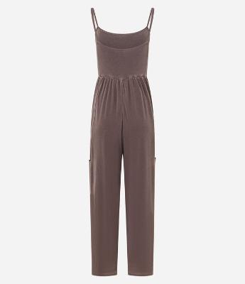 Macacão Pantalona em Algodão com Bolsos Laterais