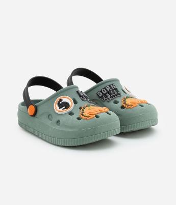 Sandália Babuche Infantil com Patch de Dinossauro  - Tam 20 a 33