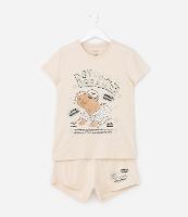 Pijama Curto Infantil em Algodão com Estampa de Capivara - Tam 7 ao 14 Anos - 1