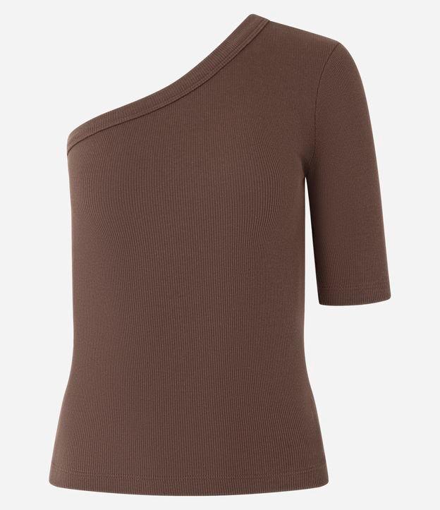 Blusa Canelada em Ribana com Decote Ombro Só - 1