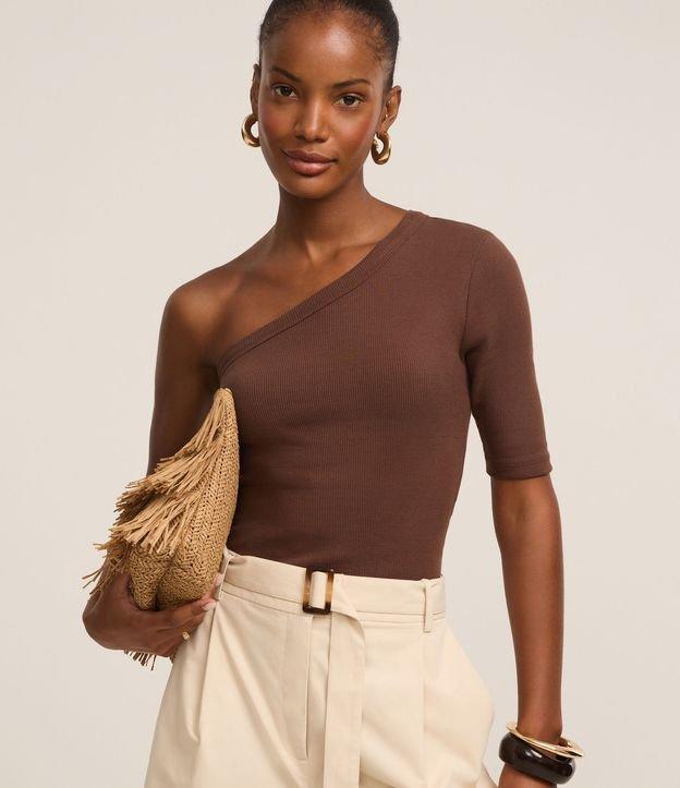 Blusa Canelada em Ribana com Decote Ombro Só - 2