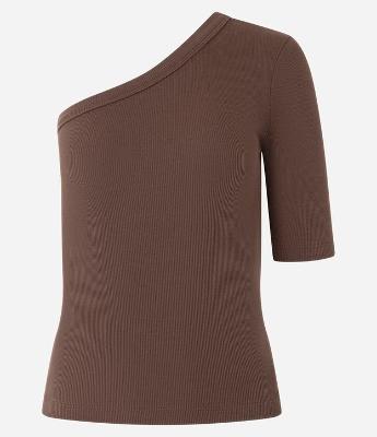 Blusa Canelada em Ribana com Decote Ombro Só