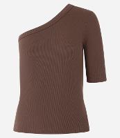 Blusa Canelada em Ribana com Decote Ombro Só - 1