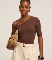 Blusa Canelada em Ribana com Decote Ombro Só - 2