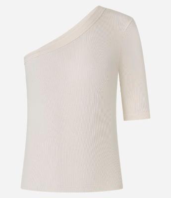 Blusa Canelada em Ribana com Decote Ombro Só